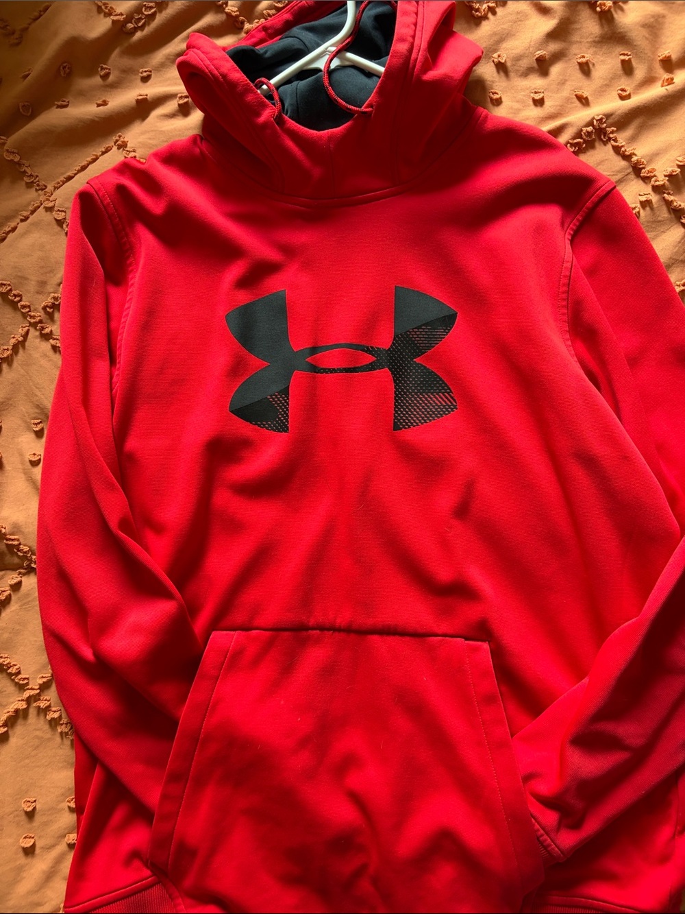 Under Armour Men’s Red Pullover Hoodie with Black Logo